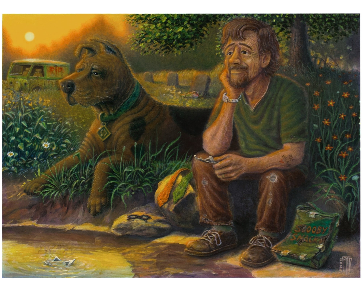 The Golden Hour - Scooby Doo Inspired Painting - (Framed Original Painting 23 inches × 19.25 inches)