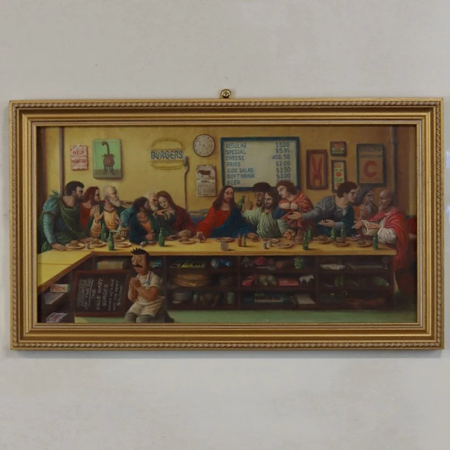 Saving Grace (almost the last supper) - Bob's Burgers X The Last Supper Painting (Framed Original Painting)