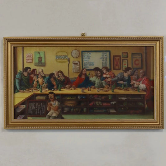 Saving Grace (almost the last supper) - Bob's Burgers X The Last Supper Painting (Framed Original Painting)