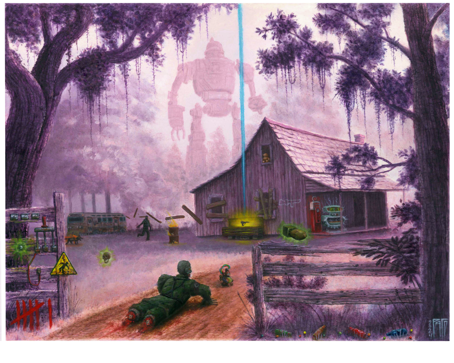 Call of Duty Zombies Thrift Shop Painting (Framed Original 17.25 inches by 20 inches)